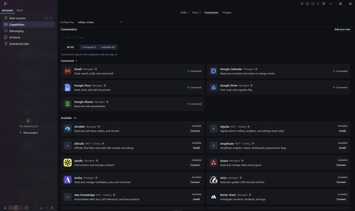 Connect apps through the Connectors tab in Hermes Agent. - click to view full size